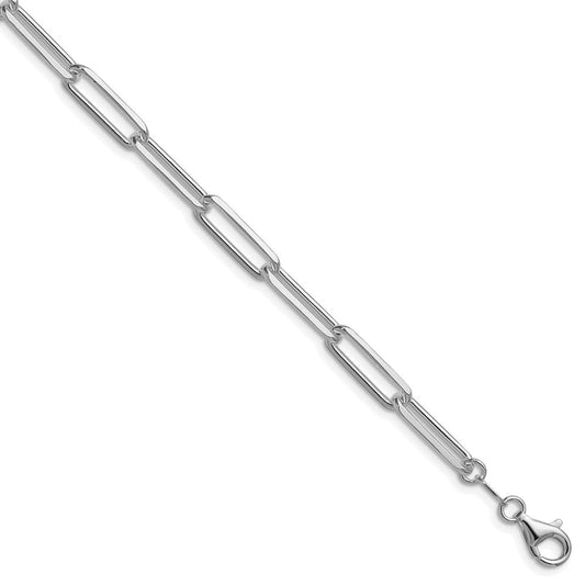 Sterling Silver Rhodium-plated 5.5mm D/C Paperclip Chain QDPC150R-8