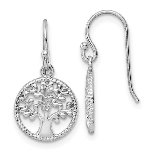 QE15659 Sterling Silver RH Tree Dangle Earrings