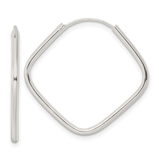 QE15830 Sterling Silver Polished Endless Square Hoop Earrings