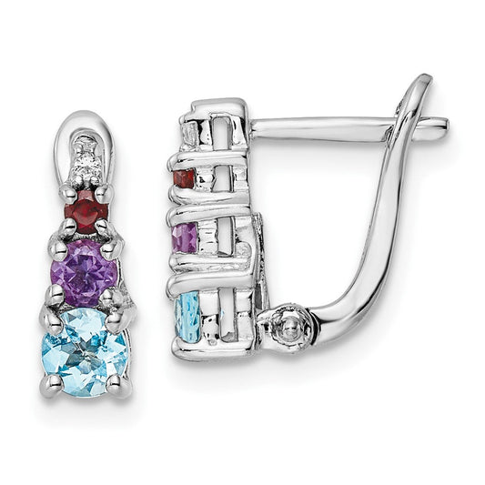 QE16649RB Sterling Silver RH-plated .93t.w. LSBT/AM/GA/WT Hinged Earrings