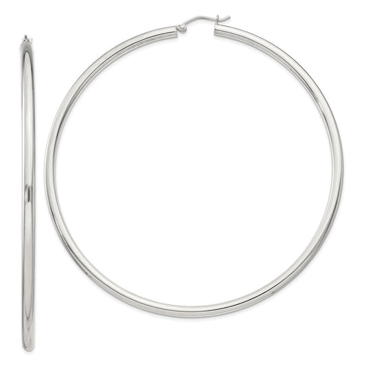 QE4401SP Sterling Silver 3mm Round Hoop Earrings