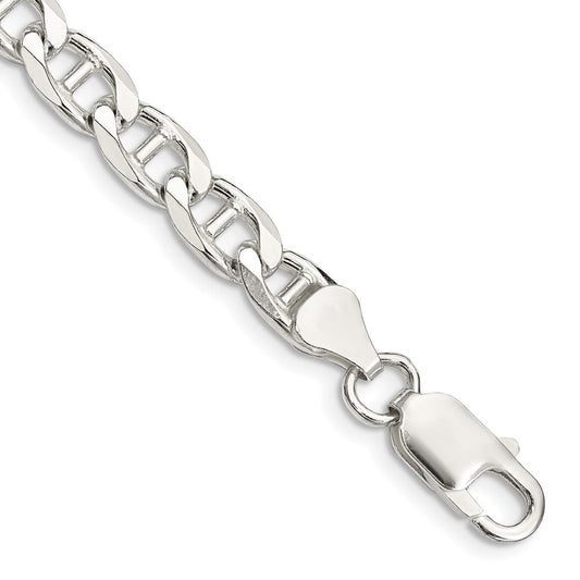 Sterling Silver 6.5mm D/C Flat Anchor Curb Chain QFAN180-8
