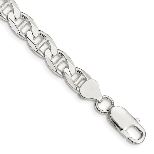 Sterling Silver 7.4mm D/C Flat Anchor Curb Chain QFAN200-8