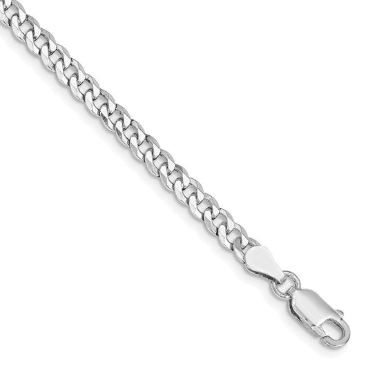 Sterling Silver Rhodium-plated 4mm Beveled Curb Chain QFB100R-8
