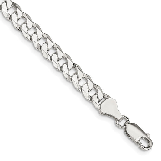 Sterling Silver 6mm Beveled Curb Chain QFB150-8