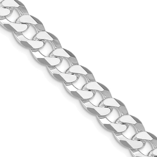 Sterling Silver Rhodium-plated 8.5mm Beveled Curb ChainQFB210R