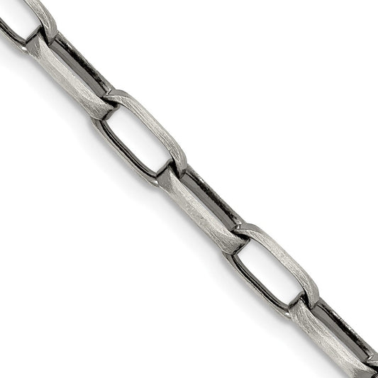 Sterling Silver Antiqued 4.8mm Elongated Open Link ChainQFC139