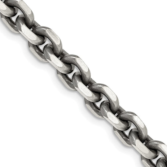 Sterling Silver Antiqued 7.0mm D/C Elongated Open Link ChainQFC144
