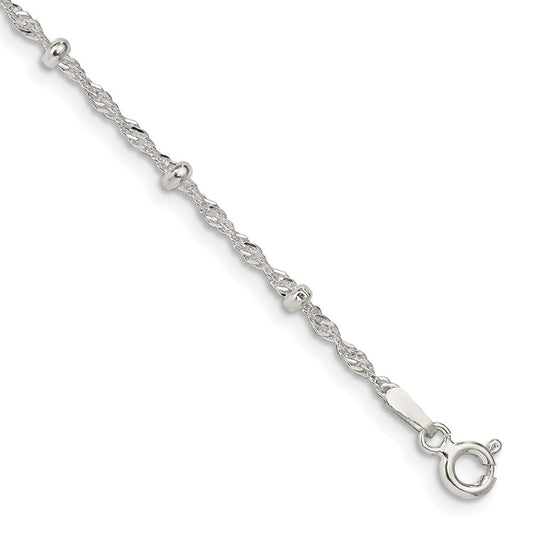 Sterling Silver 2.5mm Singapore w/ Beads Chain QFC165-8