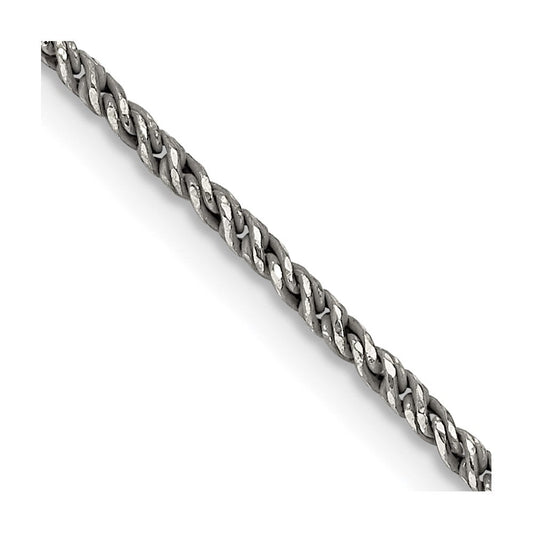 Sterling Silver Ruthenium-plated 1.7mm Twisted Tight Wheat ChainQFC200