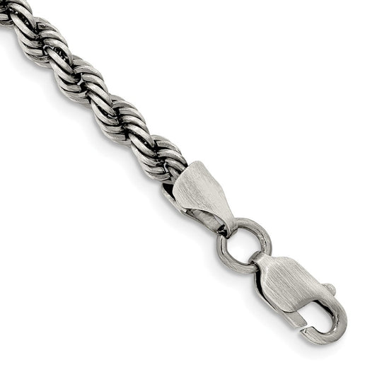 Sterling Silver Ruthenium-plated 4.5mm Rope Chain QFC202-8