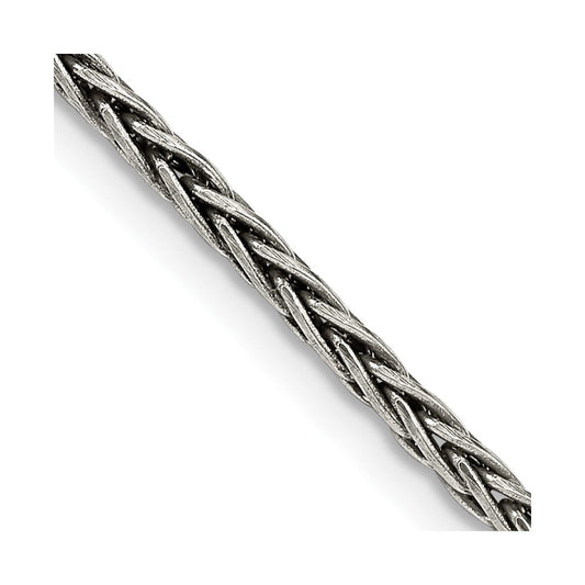 Sterling Silver Antiqued 2.2mm Solid Square Spiga ChainQFC206