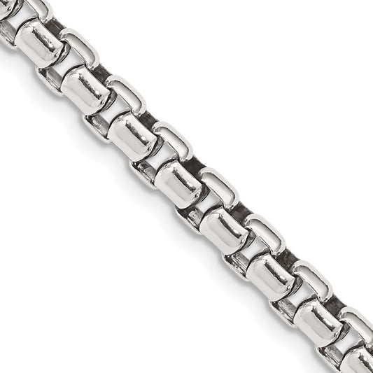 Sterling Silver Antiqued 5.2mm Round Box ChainQFC217