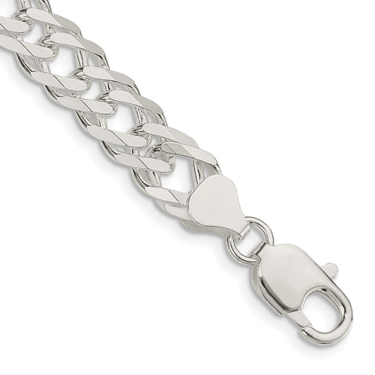 Sterling Silver 7.75mm 6 Side D/C Flat Double Curb Chain QFC219-8