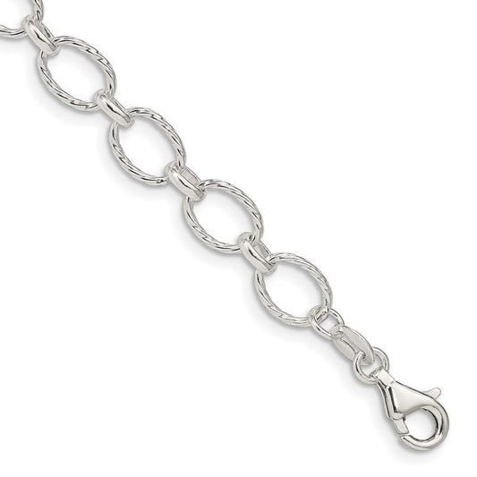 Sterling Silver 6.1mm Fancy Patterned Rolo Chain QFC92-8