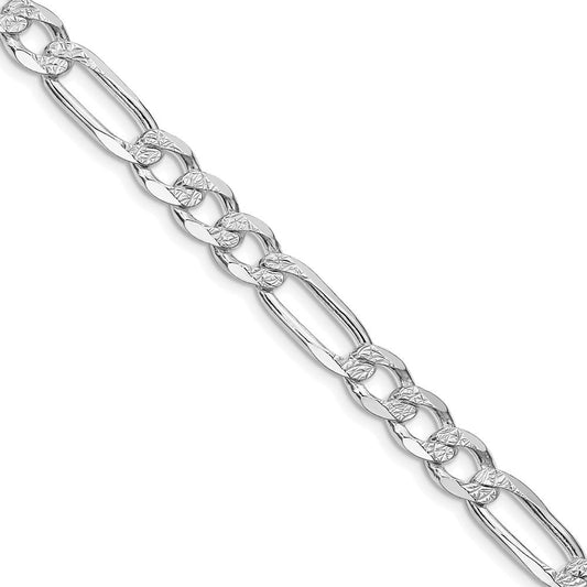 Sterling Silver Rhodium-plated 6.75mm Pav������������������������������������������������������ Flat Figaro ChainQFF180R