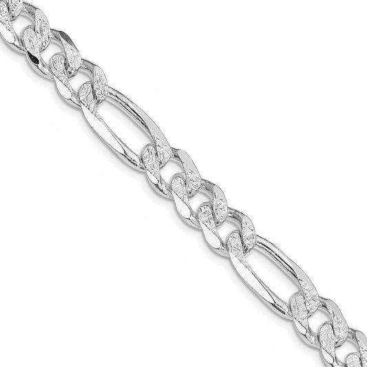 Sterling Silver Rhodium-plated 9.5mm Pav������������������������������������������������������ Flat Figaro ChainQFF250R