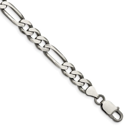 Sterling Silver Antiqued 7.5mm Figaro Chain QFG200A-8