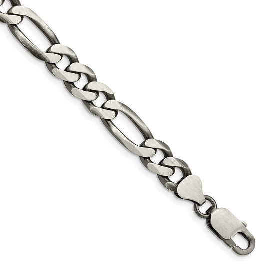 Sterling Silver Antiqued 7.75mm Figaro Chain QFG220A-8