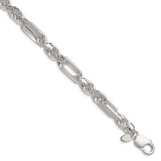 Sterling Silver 8mm D/C Figarope Chain QFGR150-8