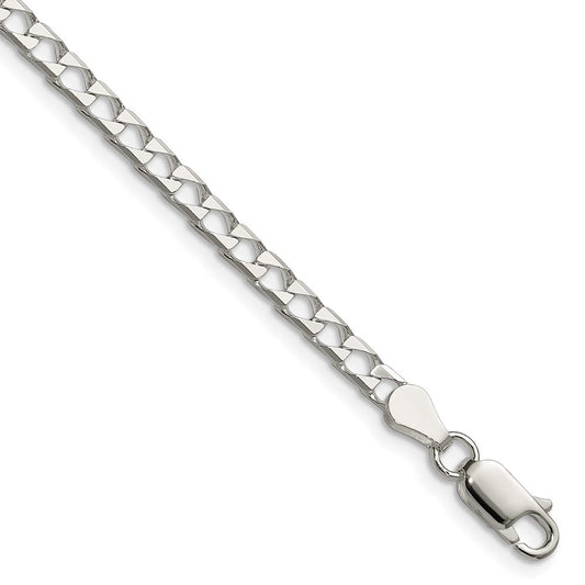Sterling Silver 3.25mm D/C Square Curb Chain QFOC120-8