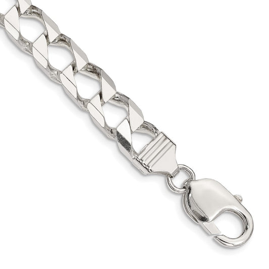 Sterling Silver 8.6mm D/C Square Curb Chain QFOC300-8