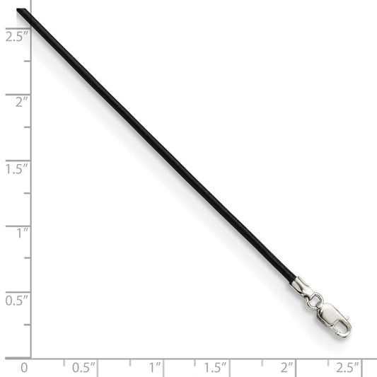 Sterling Silver 18inch 1.5mm Black Leather Cord NecklaceQG1297