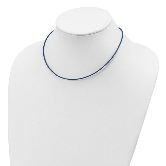 Sterling Silver 18inch 1.5mm Royal Blue Leather Cord NecklaceQG1301