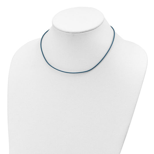 Sterling Silver 18inch 1.5mm Cornflower Leather Cord NecklaceQG1302