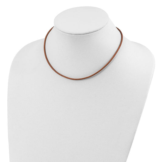 Sterling Silver 18inch 2mm Natural Leather Cord NecklaceQG1308