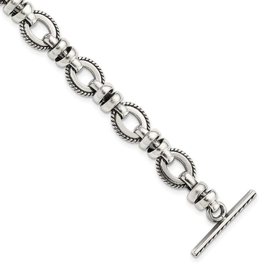 Sterling Silver Antiqued Fancy Link Bracelet QG1612-7.5