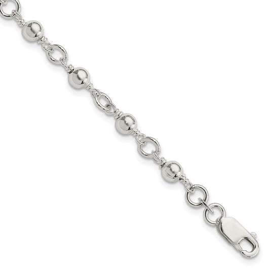 Sterling Silver Beaded Fancy Link Bracelet QG1628-7