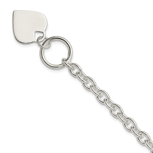 Sterling Silver Engraveable Heart Toggle Bracelet QG2170-8