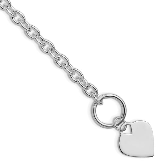 Sterling Silver Rhodium-plated Heart Toggle Bracelet QG2170R-8