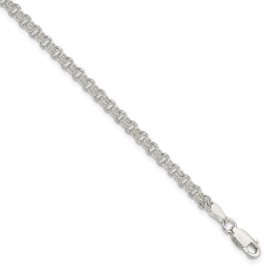 Sterling Silver 3mm Double Link Charm Bracelet QG2200-7