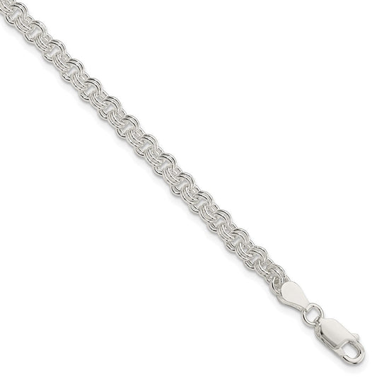 Sterling Silver 4mm Double Link Charm Bracelet QG2201-7