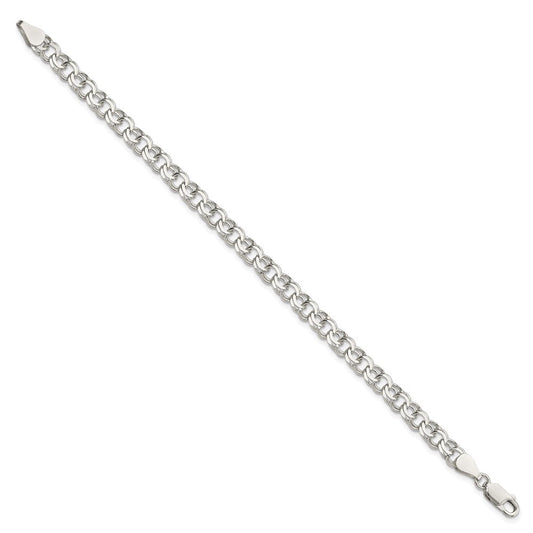 Sterling Silver 6mm Double Link Charm Bracelet QG2204-7