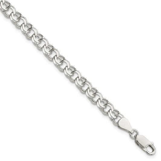 Sterling Silver 6mm Double Link Charm Bracelet QG2204-7