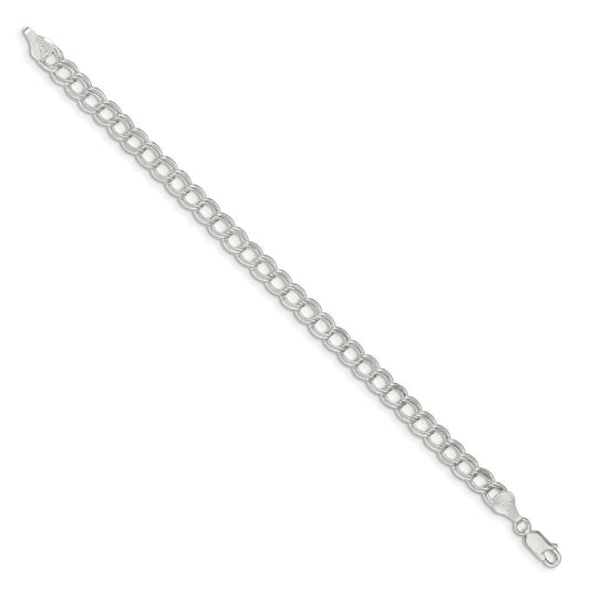 Sterling Silver 6mm Semi-Solid Double Link Charm Bracelet QG2209-6