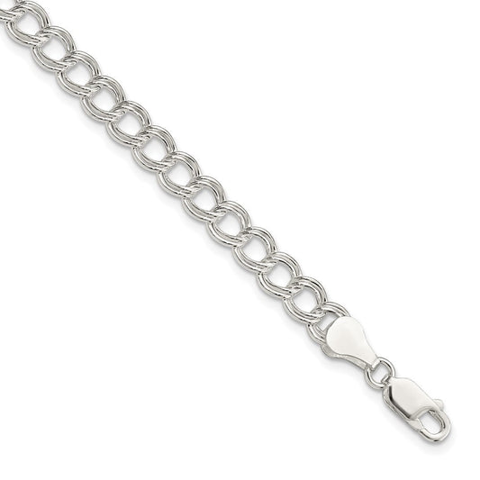 Sterling Silver 6mm Semi-Solid Double Link Charm Bracelet QG2209-7