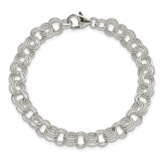 Sterling Silver Triple Link Charm Bracelet QG2223-7.5
