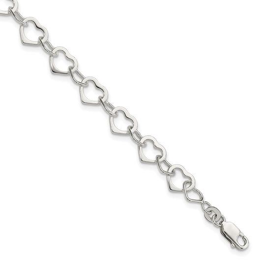 Sterling Silver Hearts Bracelet QG2260-7.5