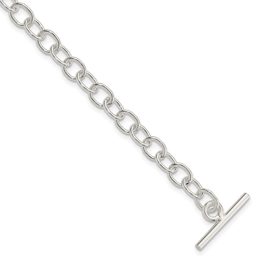 Sterling Silver Polished Fancy Link Toggle Bracelet QG3077-7.5