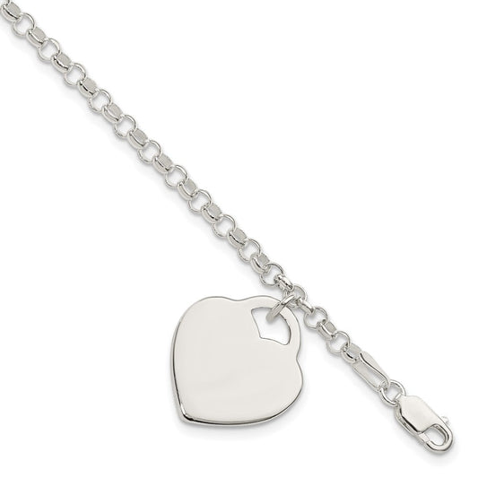 Sterling Silver Engraveable Heart Bracelet QG3087-7
