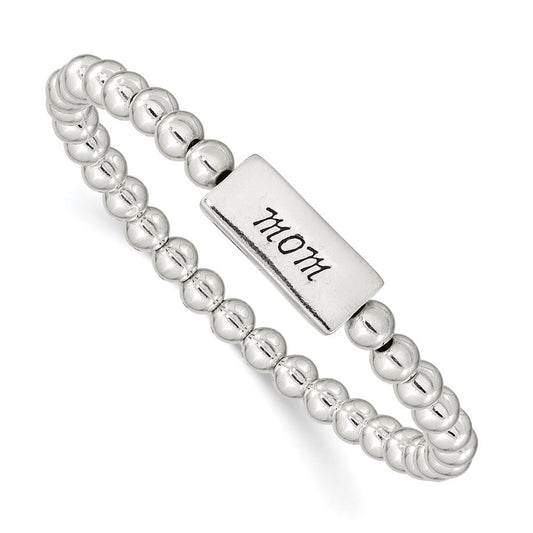 Sterling Silver Enameled MOM Stretch Bracelet QG3208