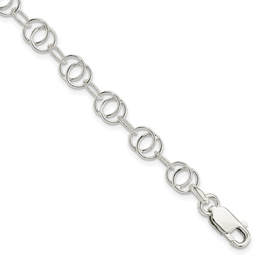 Sterling Silver Polished and Textured Fancy Bracelet QG3222-7.5