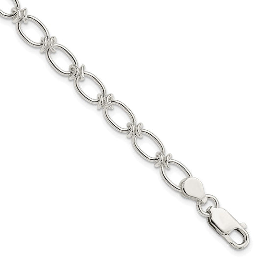 Sterling Silver Polished Oval Link Bracelet QG3226-7.5