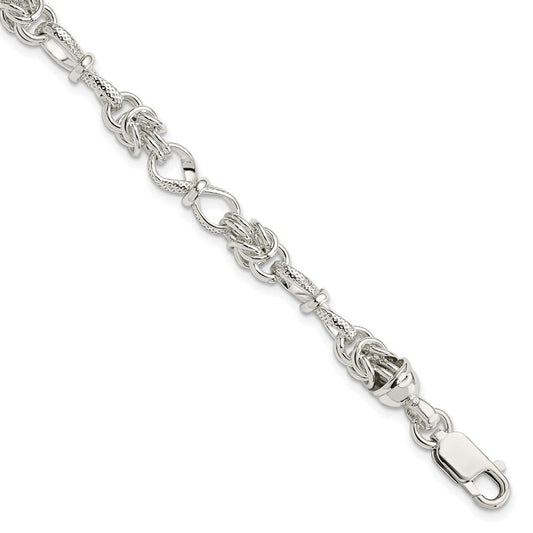 Sterling Silver Polished and Textured Fancy Bracelet QG3231-7.5