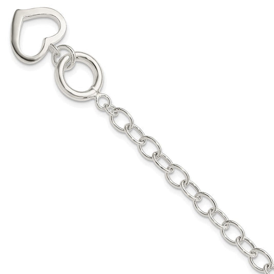 Sterling Silver Open Link Heart Bracelet QG3278-7.5