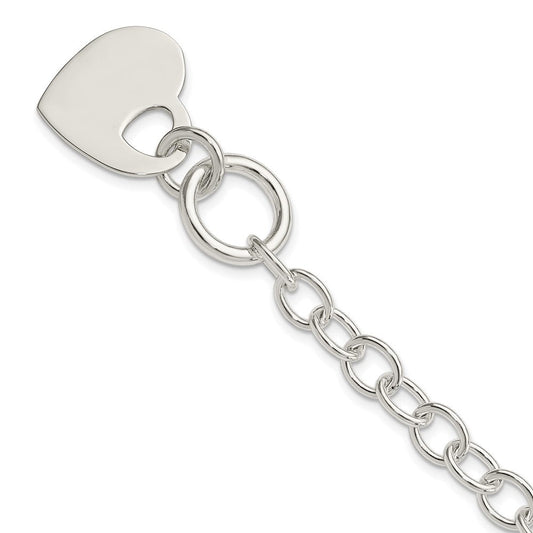Sterling Silver Polished Engraveable Heart Bracelet QG3279-7.5